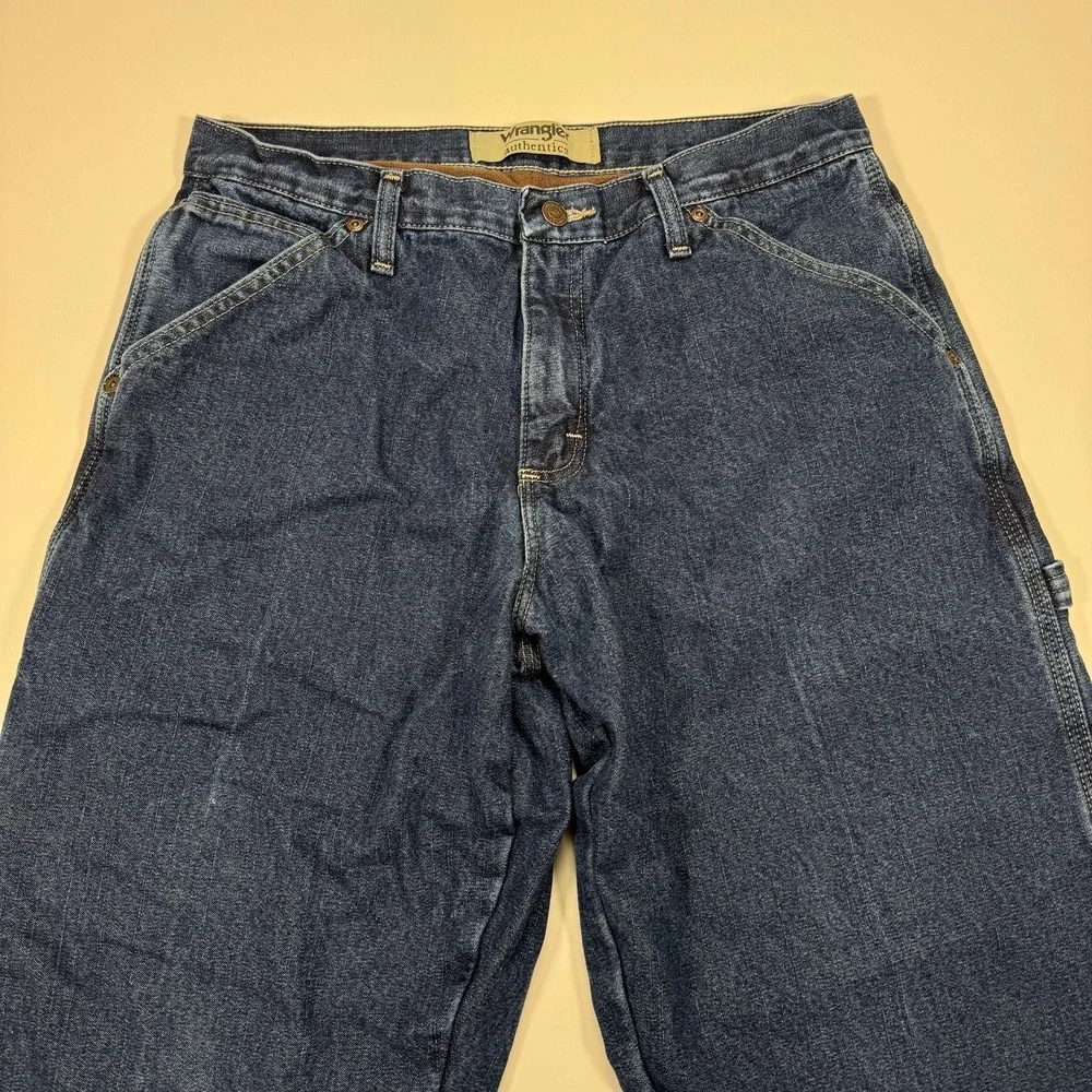 Wrangler Authentics Fleece Lined Carpenter Jeans Mens 32x29 Blue Winter Workwear